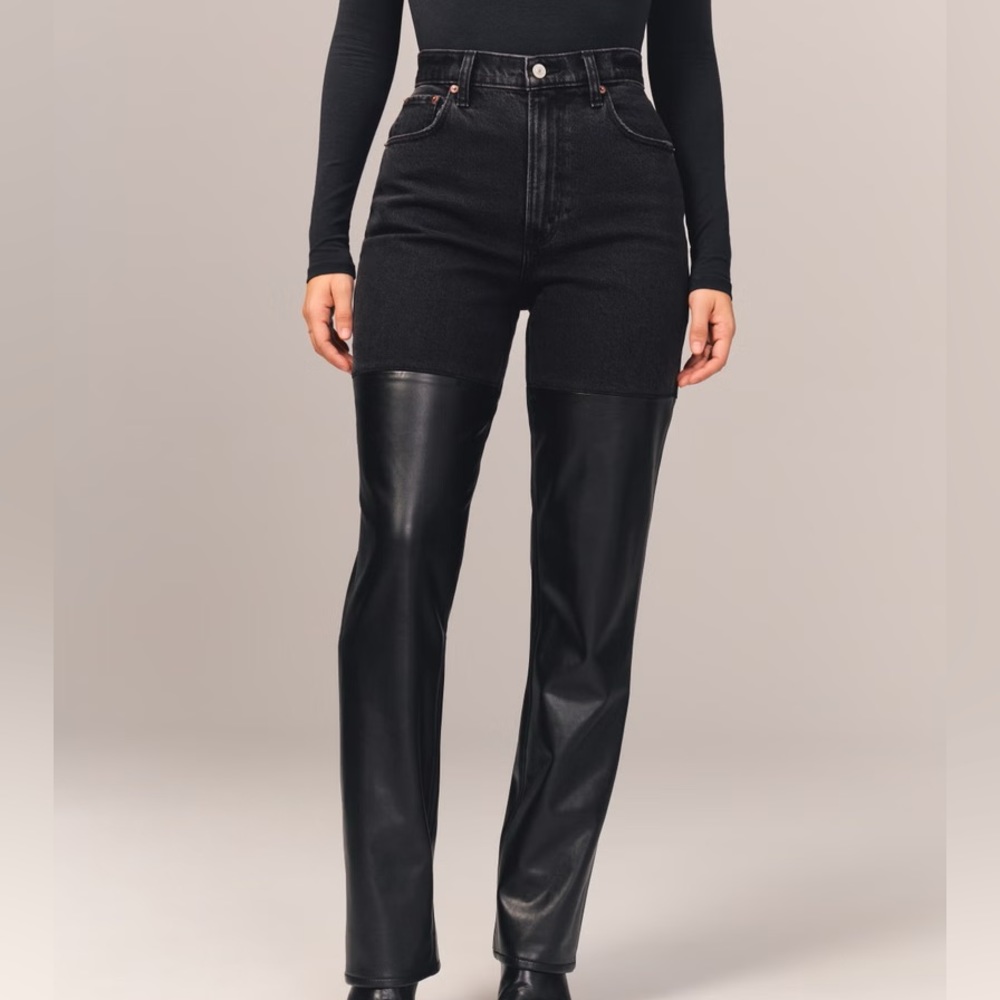 Abercrombie leather & denim jeans